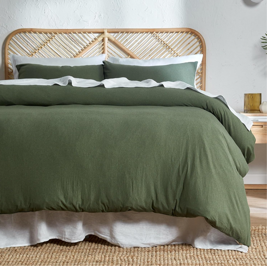 Luscious Living Duvet Cover Set with 2 Pillow Cases, Double, Green