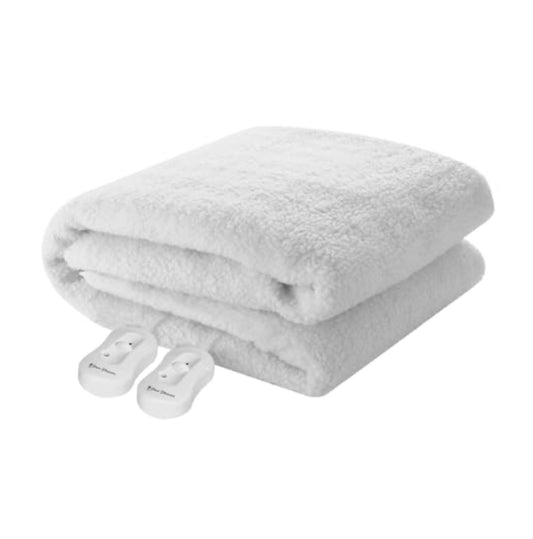 Pure Pleasure Sherpa Fleece Fitted Electric Blanket with Elastic Strap, Queen Size